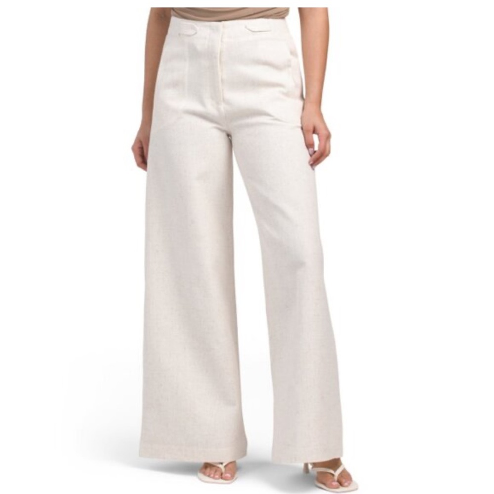 NWT Ronny Kobo Bernard Cream High Waist Wide Leg Pants. Color - Stone.